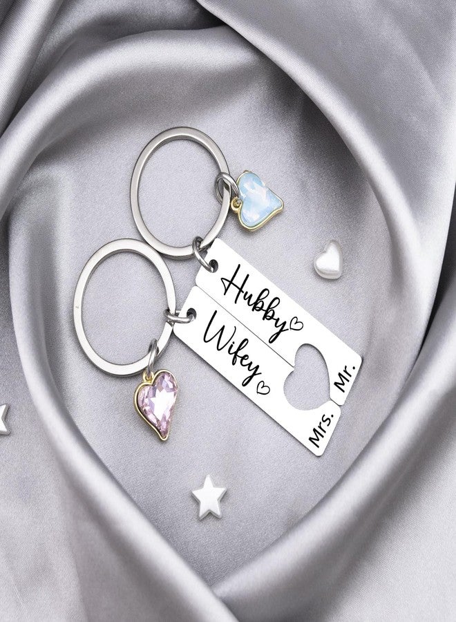 MOEXUKO Mr and Mrs Gifts Engagement Gifts for Women Wedding Gift for Newlyweds Hubby and Wifey Keychain for Bride Groom Bridal Shower Gift for Bride Newly Couple Anniversary Wedding Shower Keyring - Image 3